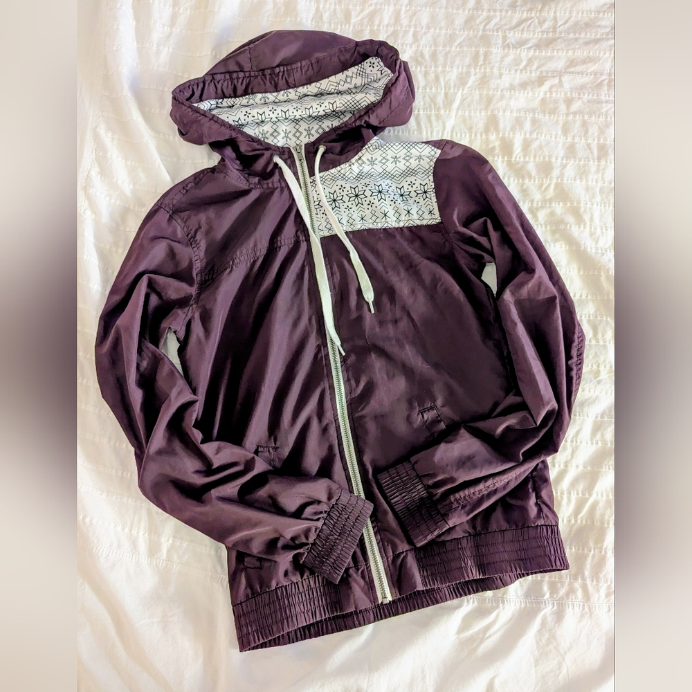 Empyre Full Zip Burgundy Wine Windbreaker Hooded Jacket